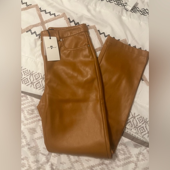 7 For All Mankind Vegan Faux Leather Straight Leg Pants NEW | s - Picture 6 of 7